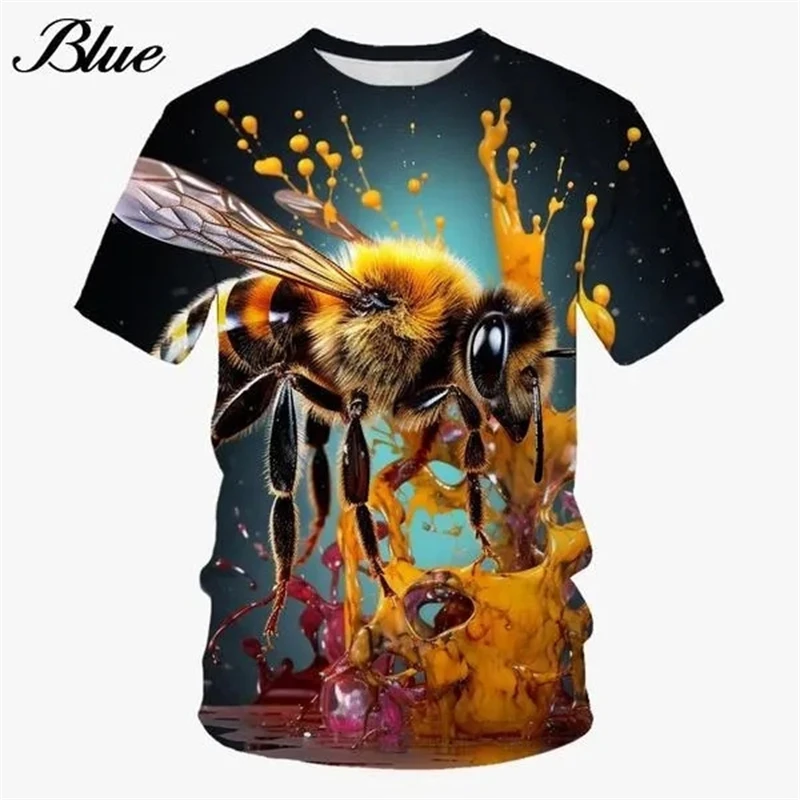 Men\'s T-Shirt 3D Printed Honeybee Pattern Tee Top Casual Round Neck Short Sleeve Men\'swomen\'s Summer Comfort Breathable T-Shirt