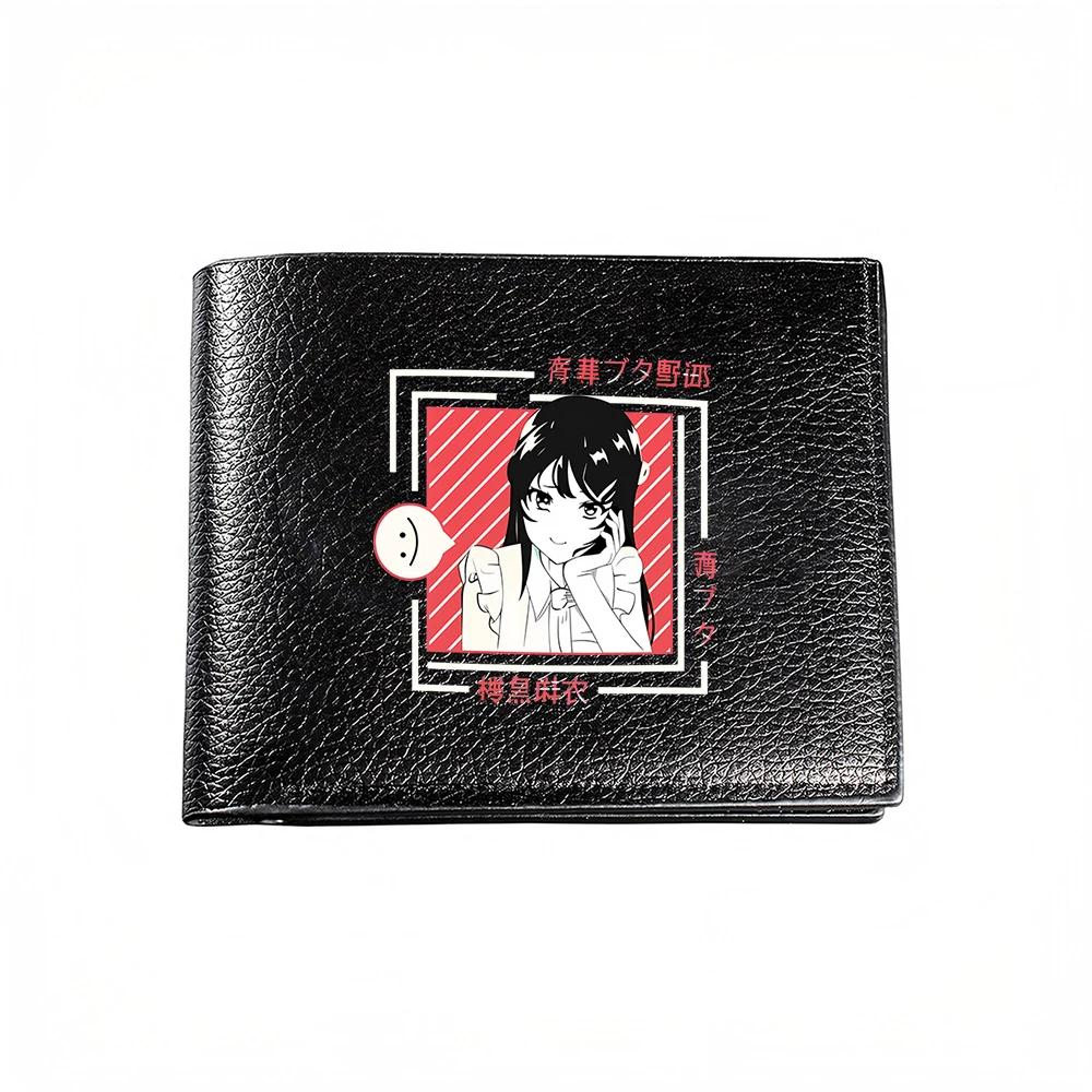 Anime Character Design Wallet With Red Frame And Speech Bubble Pattern For Casual Business Style Men's Card Holder