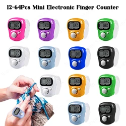 12-64Pcs Mini Electronic Finger Counter LED Digital Tally Counter Row Knintting Plastic Point Marker Row Finger Stitch Counter