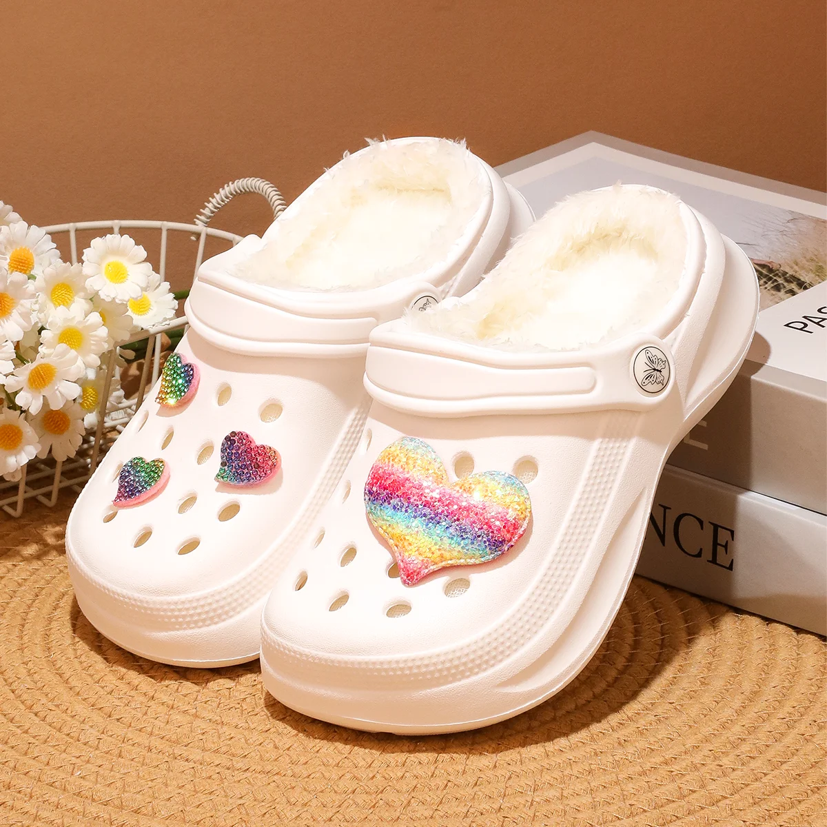 Kinder-Clogs und -Mules mit Fellfutter, leichte Garten-Schuhe mit Baumwollfutter, warme Hausschuhe für Jungen, Mädchen und Kleinkinder, 168. – Detail 6