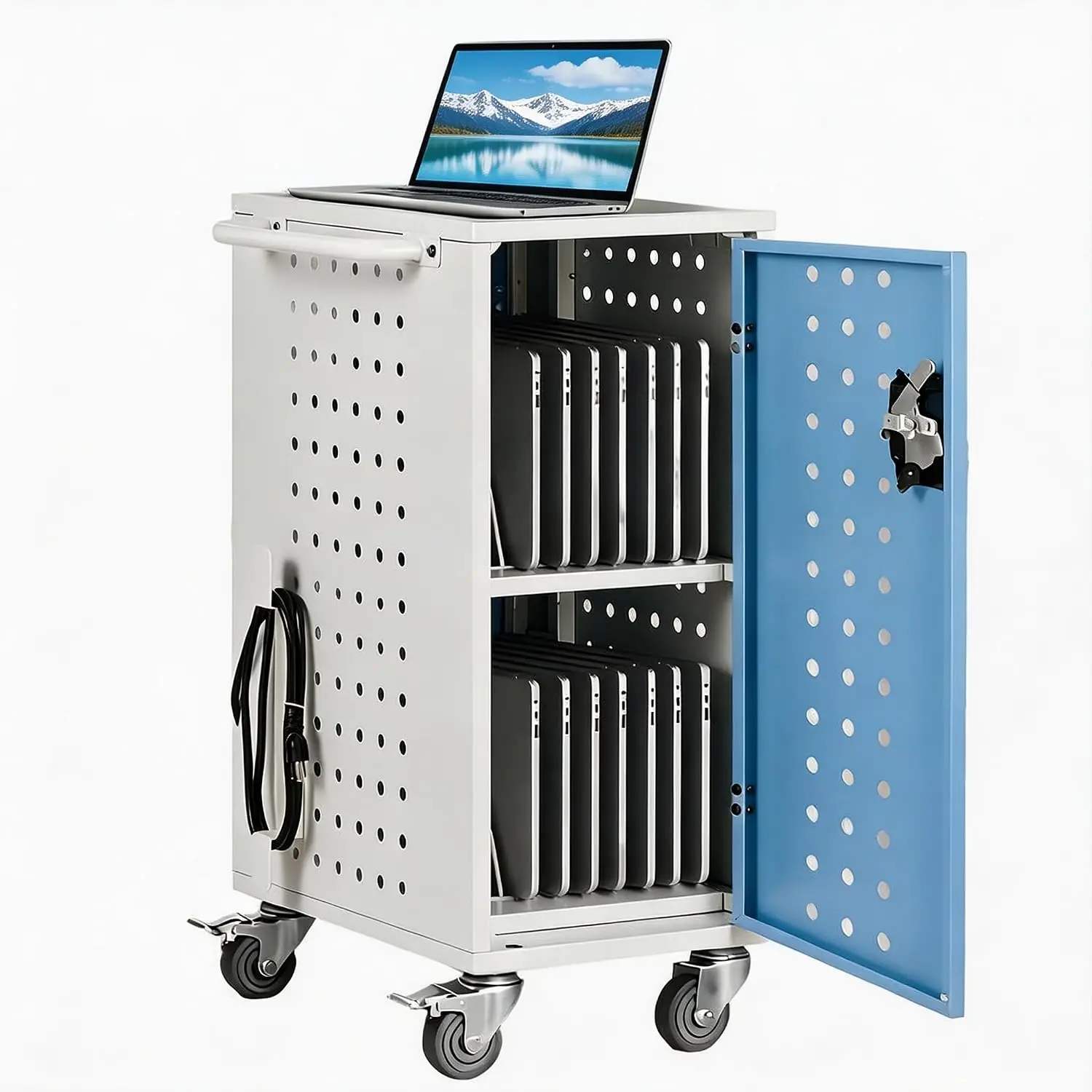 Tacleekii 16 20 32 Device Charging Station for Chromebook, Laptop Charging Cart Storage Charging Station with Wheels for Tablets, Classroom, Office, Library