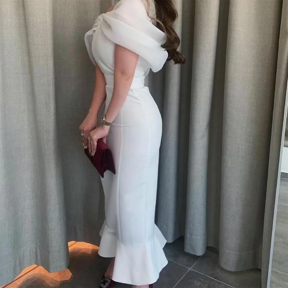 

Customized Classic Pleat Ankle Length Straight Vestidos De Fiesta Jersey Off The Shoulder Ruched Girdling Vestidos Par