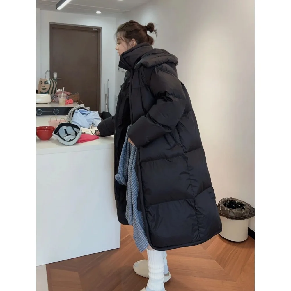 

Winter Clothes Long Puffer Coat Women New Loose Thickened Cotton Jacket Long Knee Hooded Cotton Jacke Fashion