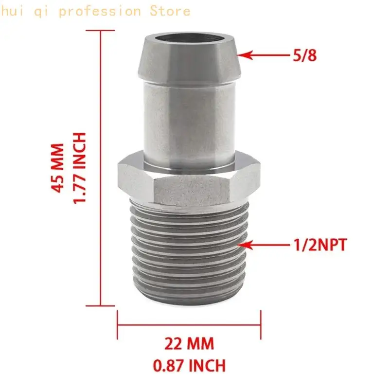 1/2 Zoll NPT 5/8 Zoll Widerhaken-Kühlmittelschlauchanschluss für Heizungsschlauch und Garagenreparatur H8WE – Detail 6