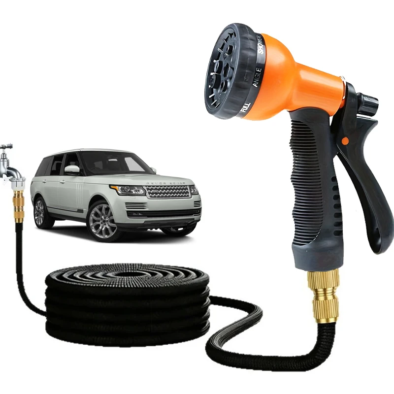 Garten-Wasserpistole mit 8 Düsenarten, Schnellanschluss, verstellbare Wasserpistole, geeignet für Autowäsche und Gartenbewässerung