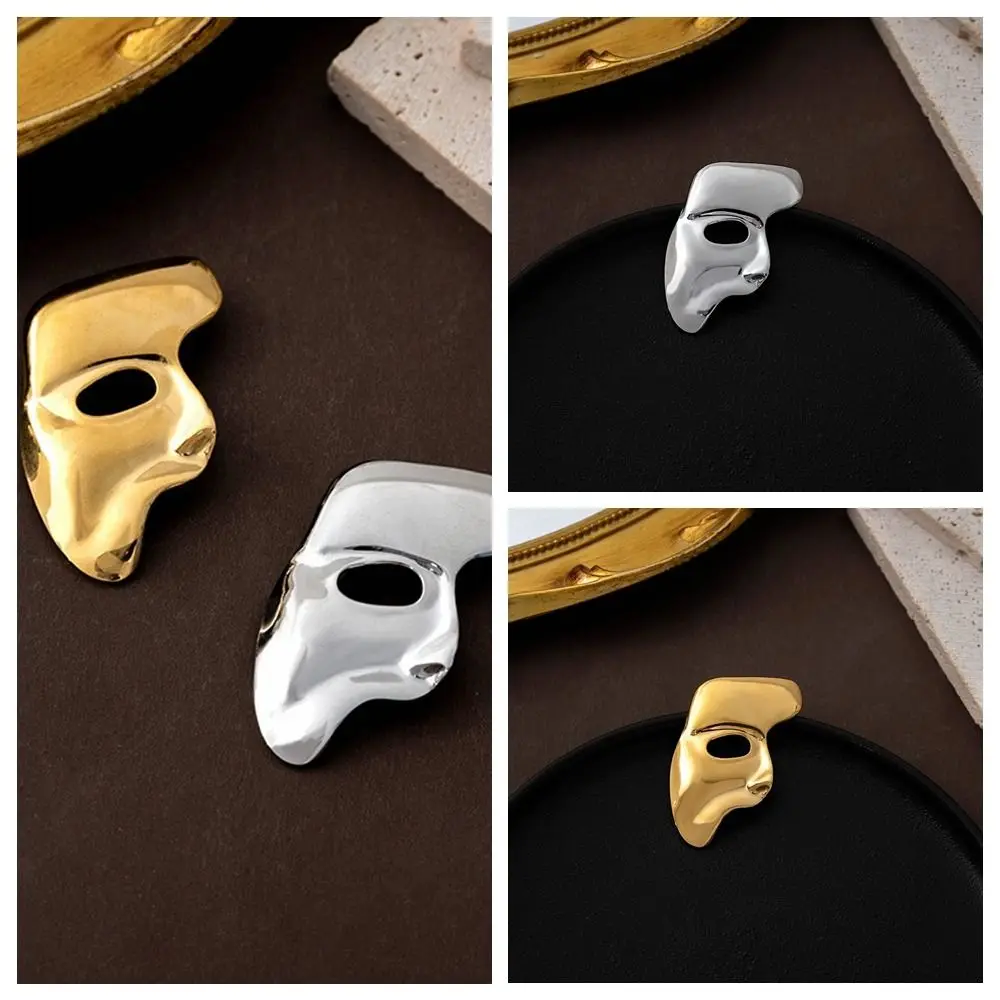 Hip Hop Fashion Half Face Brooches Abstract Personality Mask Lapel Pin Goth Vintage Suit Accessories Women