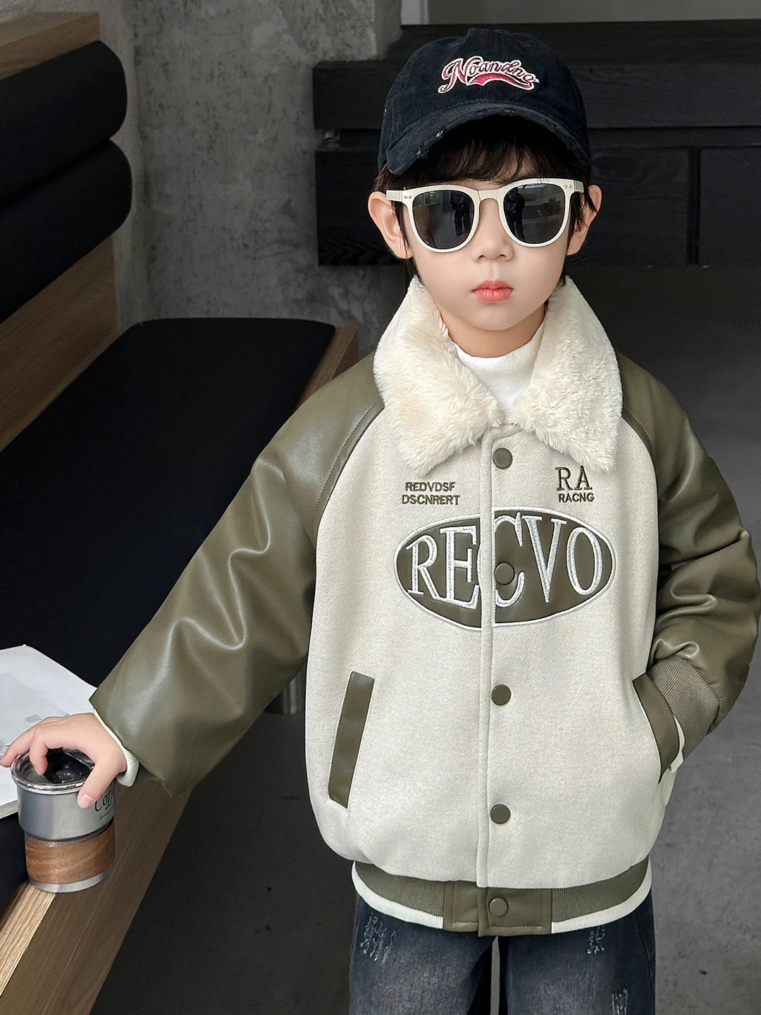 

Thiened Fce Boys Leather Jaet Winter New Sle Sli Baby Coat Autumn Winter Children's Jaet Trendy And Faionable
