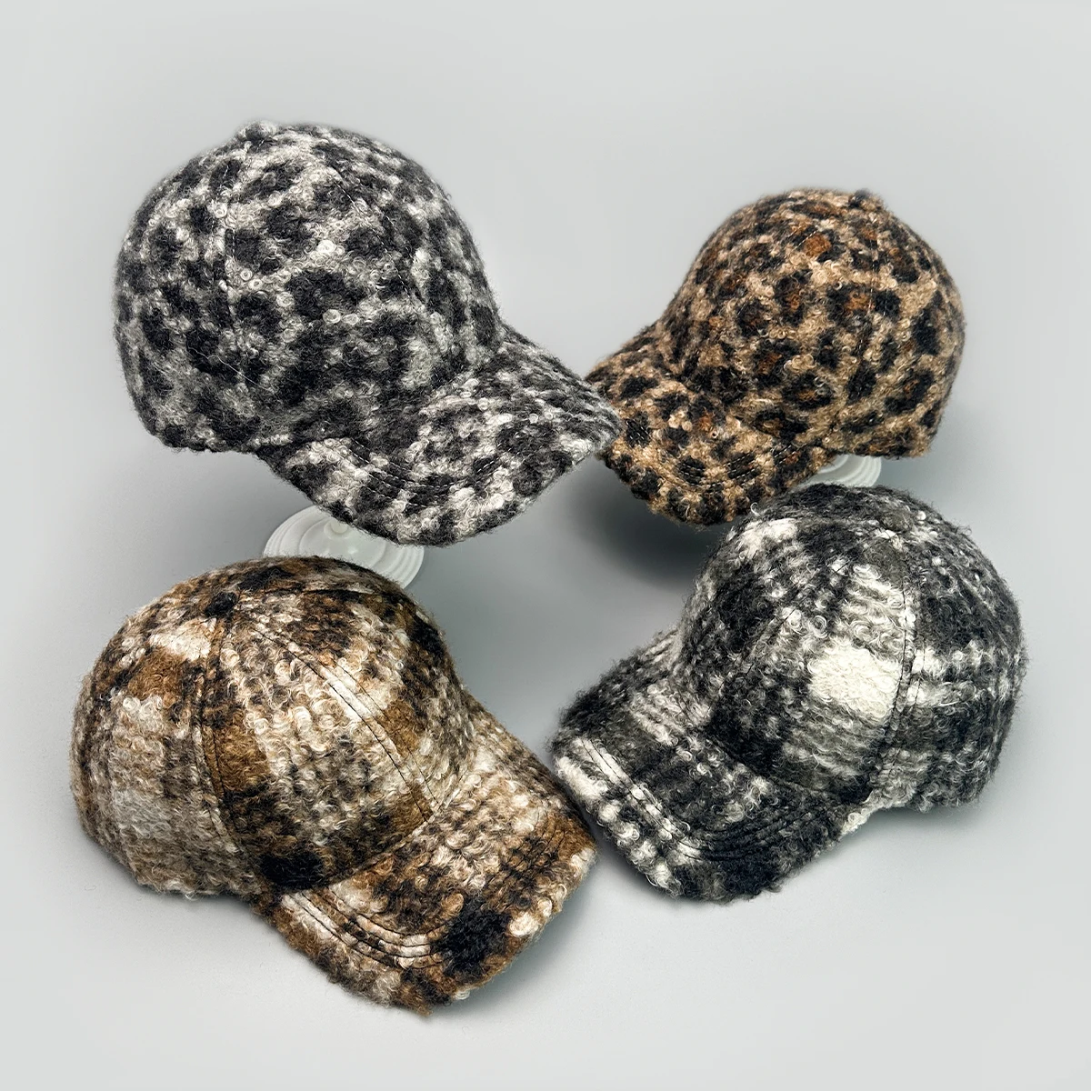 Retro Check Leopard Print Baseball Hats Autumn and Winter Unisex Sunshade Warm Hardtop Versatile Classical Fashion Peaked Caps