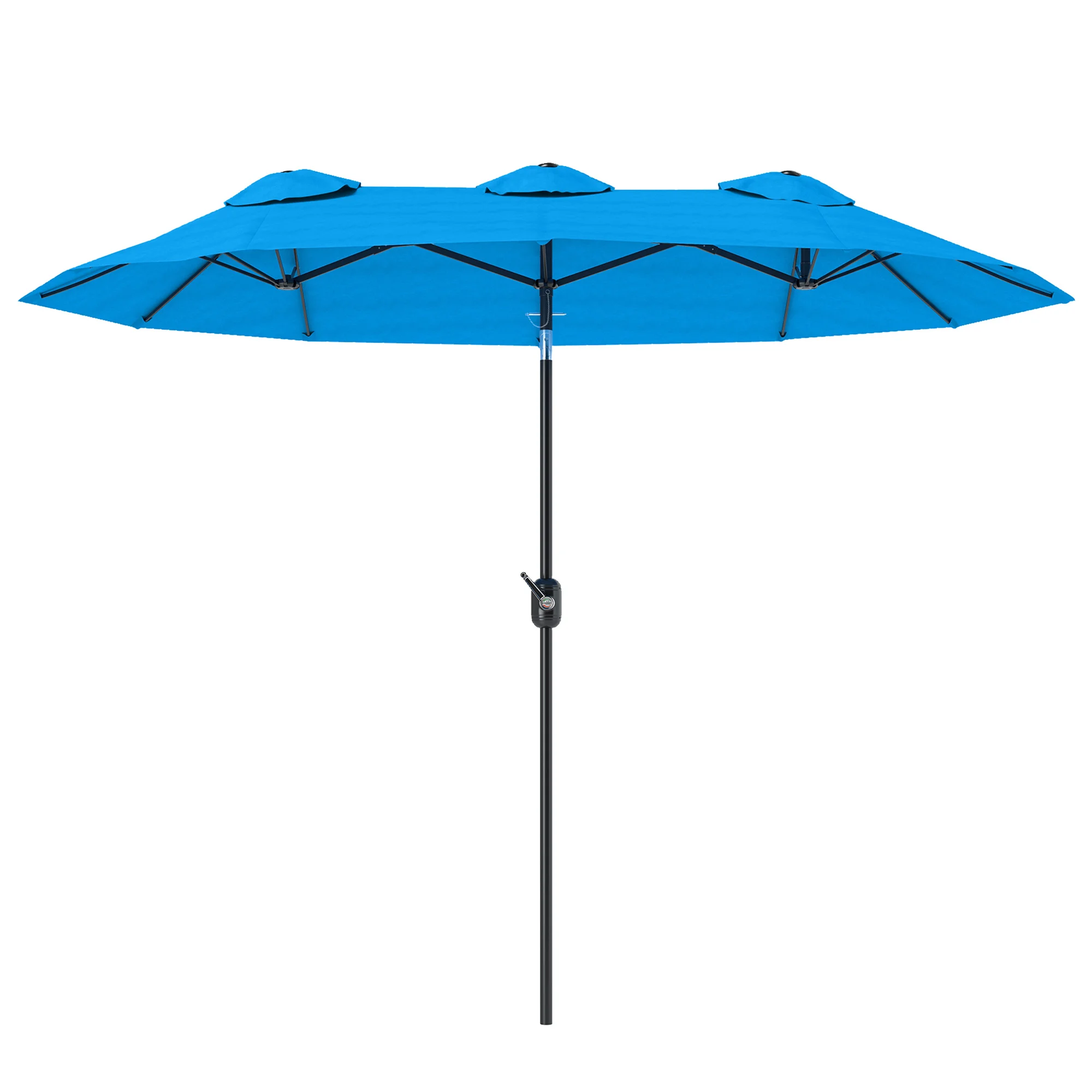 9.5' Double-Sided Patio Umbrella with 3 Air Vents, Tilt and Crank, Outdoor Umbrella, Cyan Blue