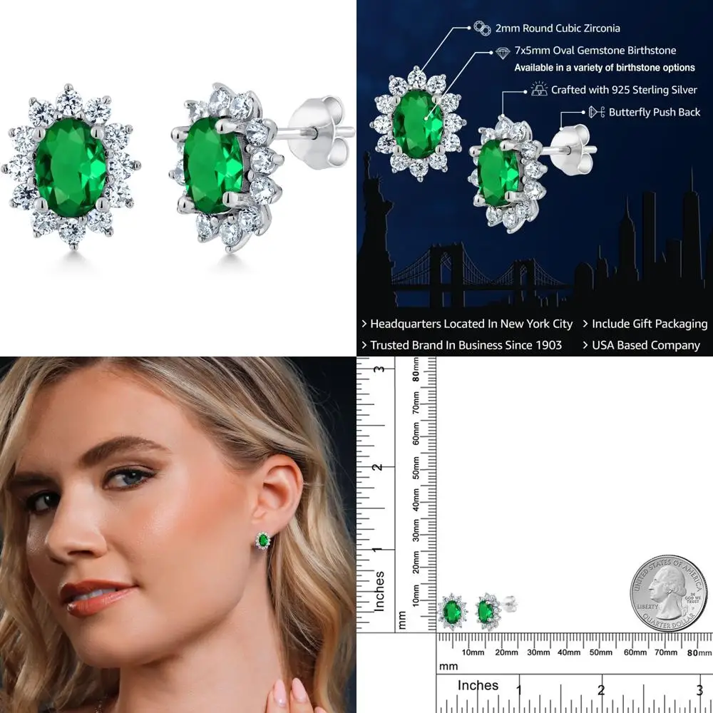 

Серьги-гвоздики из стерлингового серебра с овальным камнем 7X5 мм | Женская принцесса Диана в стиле Halo | Срезанные долговечные серьги 925.