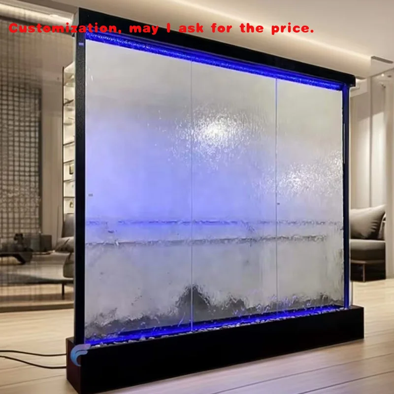 

custom.Custom Made Indoor Glass Waterfall Fountain Standing Fall Wall Panel Waterfall
