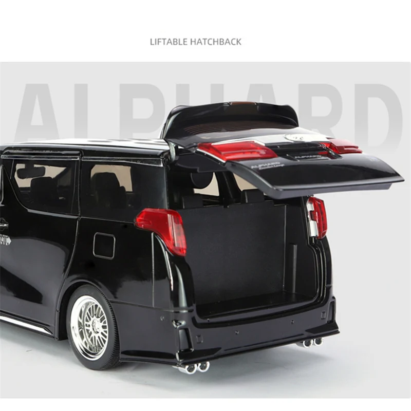 Large Size 1/18 Toyota Alphard MPV Alloy Car Model Diecast Metal Toy Vehicles Car Model Simulation Sound and Light Children Gift