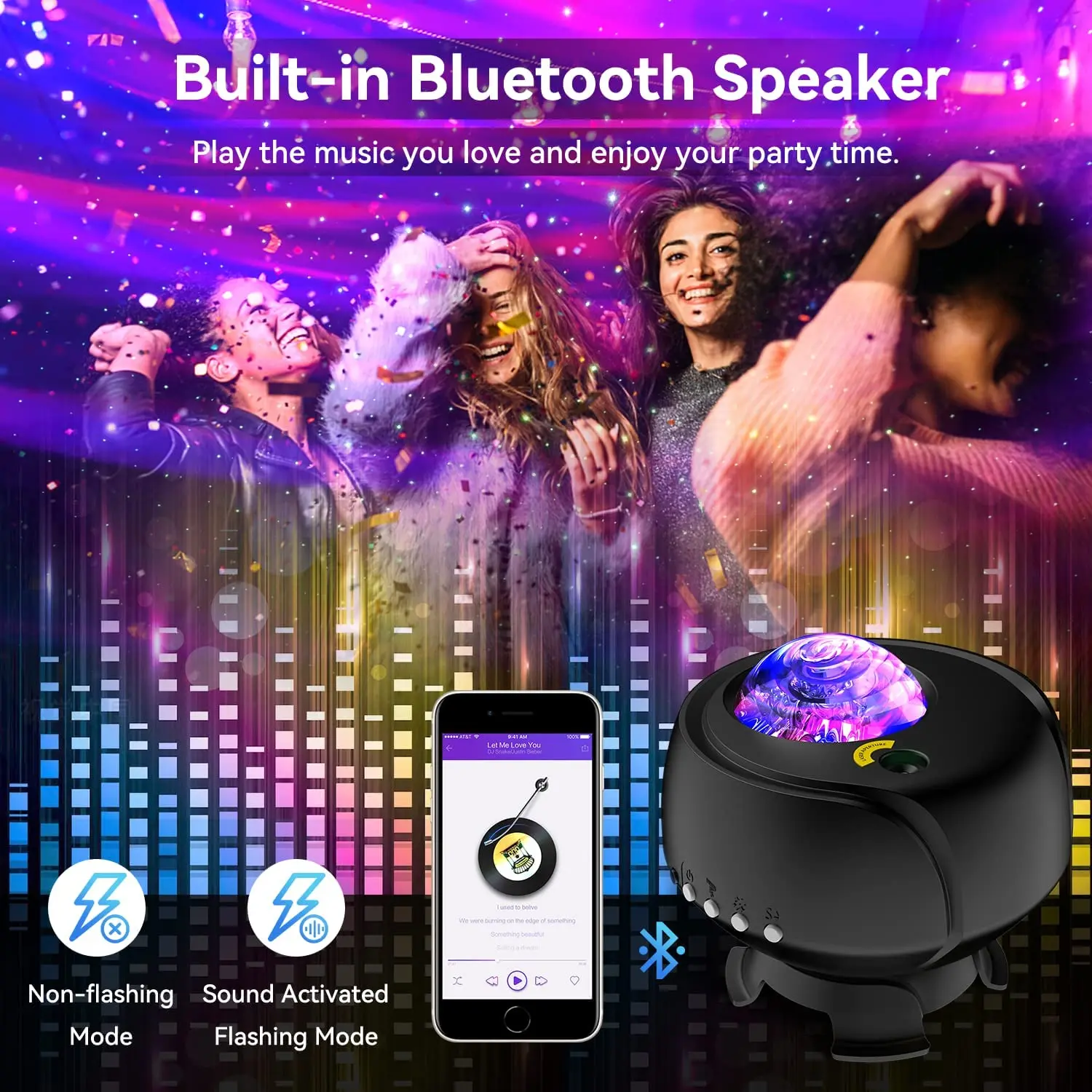 Aurora Starry Projector Night Light Galaxy Projector Bluetooth Music Projector LED Lamp for Kids Bedroom Room Decor Home Gifts