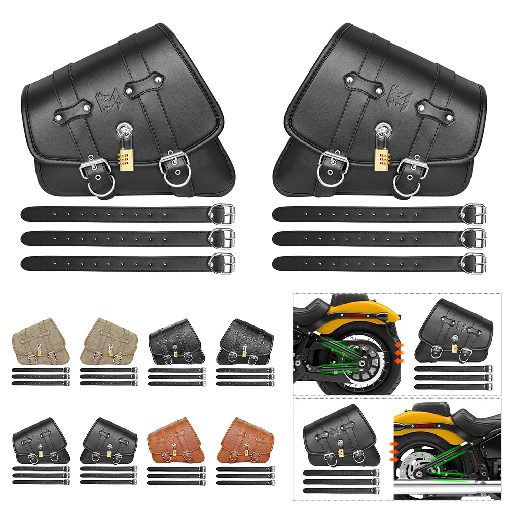 Universal Vintage Motorcycle Side Bags Waterproof Canvas Rider Saddle Bags for Harley 886 R1200GS - Durable Storage Solution