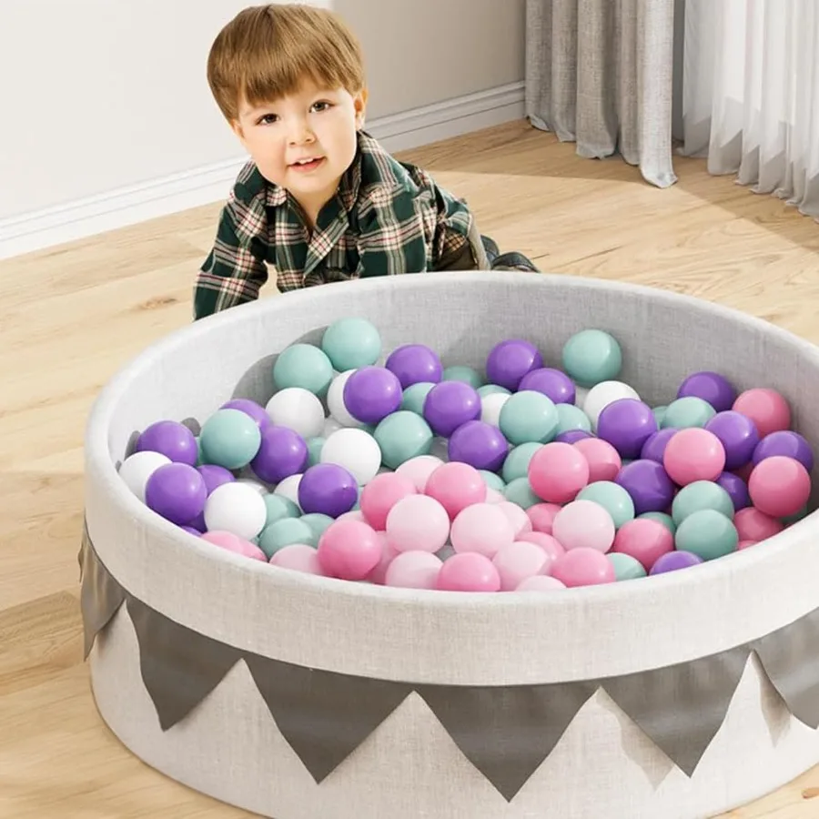 Ensemble de jouets pour balles de fosse, 200 pièces, avec sac réutilisable, couleurs arc-en-ciel ou Pastel, plastique anti-écrasement pour fosses à balles, maisons rebondissantes