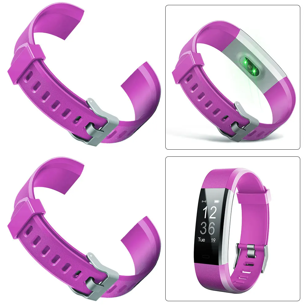 

2 шт. сменных силиконовых ремешков для умных часов ID115Plus HR (20 мм, фиолетовый)