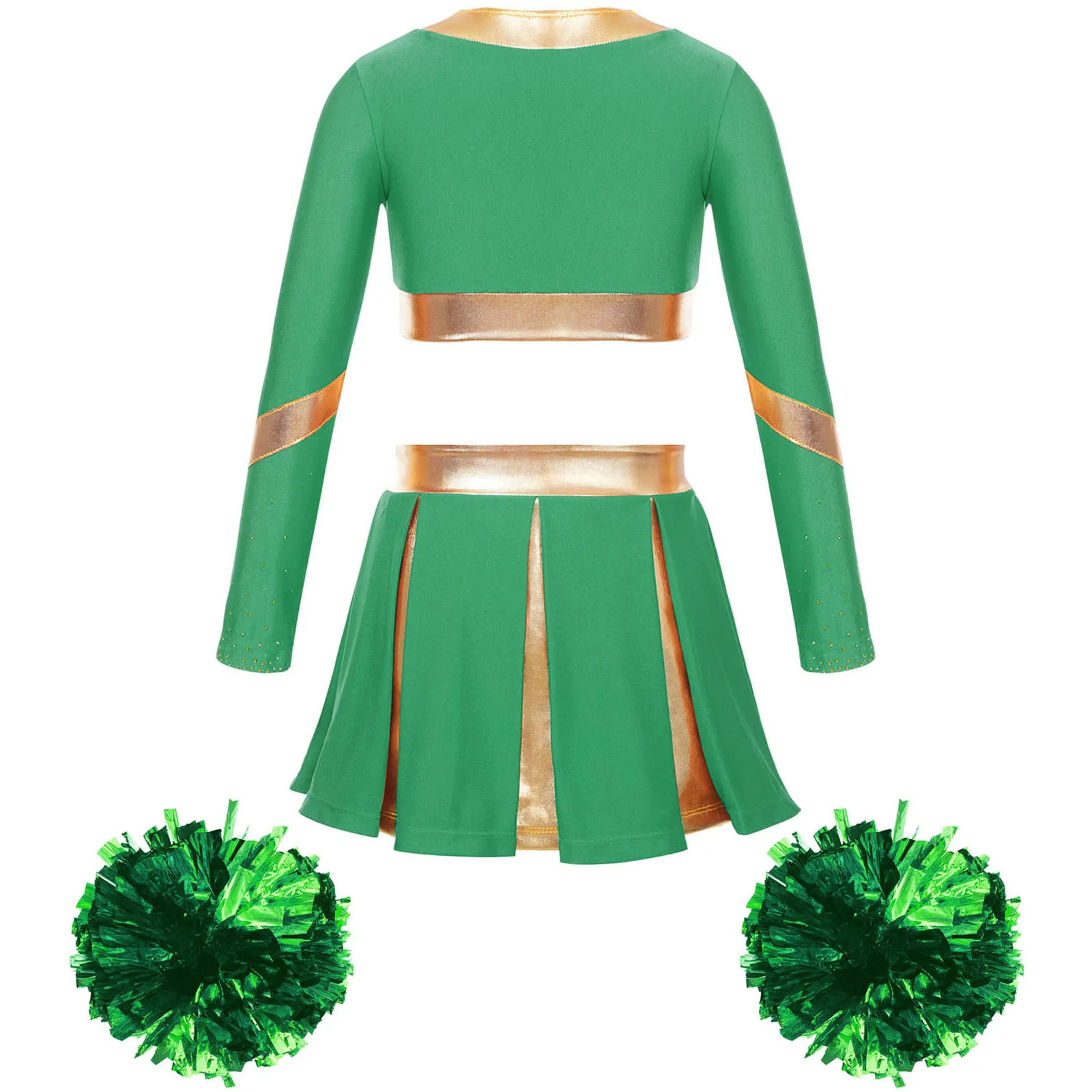 

Kids Girls Cosplay Cheer Dance Outfit with Flower Ball Cheerleading Uniform Dancewear Set Children Cheerlead Performance Clothes