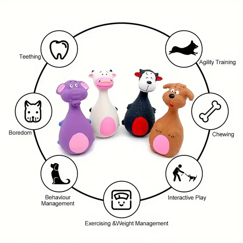 1 Piece Fat Bellied Cartoon Fun Bite Resistant Latex Sound Dog Toy Purple Elephant White Cow Brown Optional