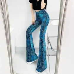 Print Tie Dye Slim Pantalones Sexy High Waist Striped Flare Pants Vintage Lenggings Spodnie Aesthetic Trousers Women Streetwear