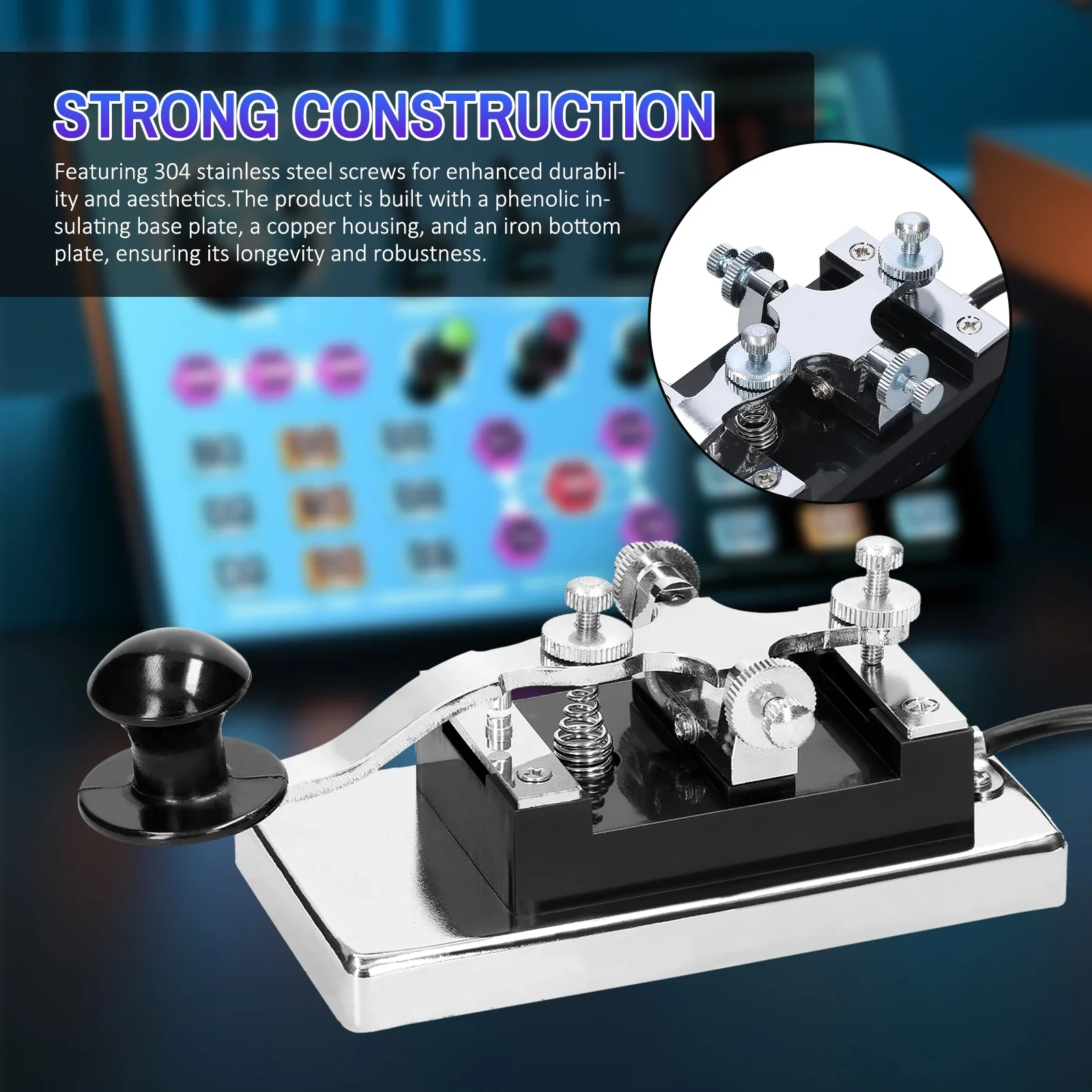 

K4 Heavy-duty Electric Telegraph Key CW Communication Short Waves Morse Code Key DIY Telegraphing Key for Shortwave Radios