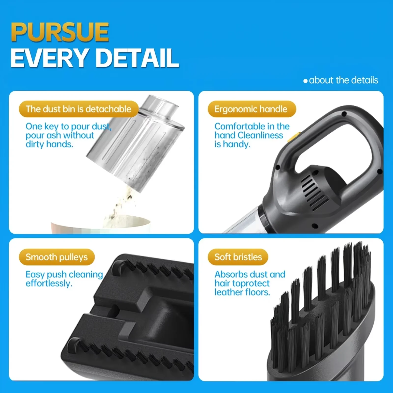 Handheld Vacuum Cleaner Rechargeable Auto Cordless Vacuum Mini Vacuum Cleaner Portable Vacuum Cleaner Home Electrical Appliances