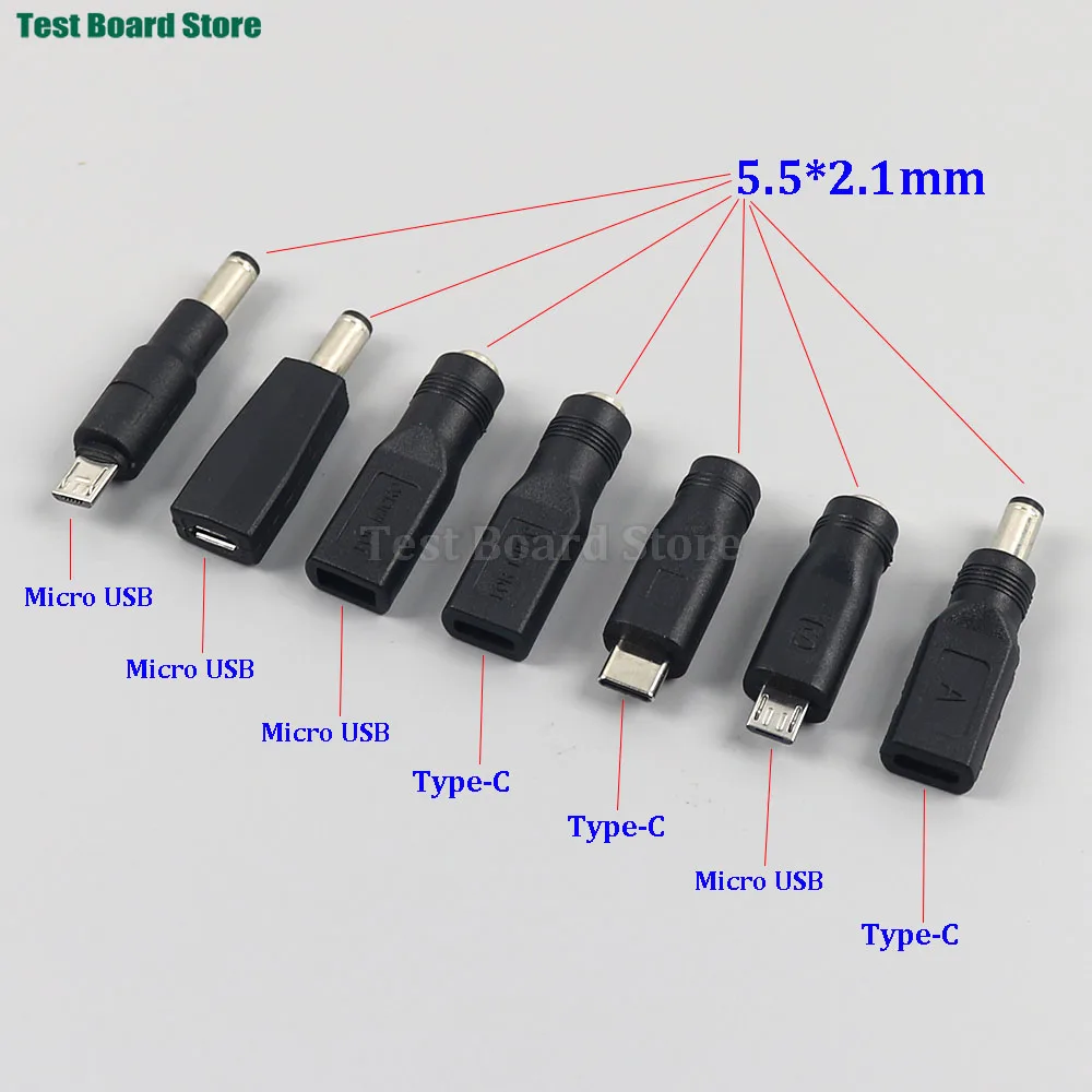 

1pcs Type-C / Micro USB 2.0 to DC 5.5x2.1 mm Power Jack Adapter Plug USB C to DC 5.5*2.1 mm Power Connector Adapter 5V
