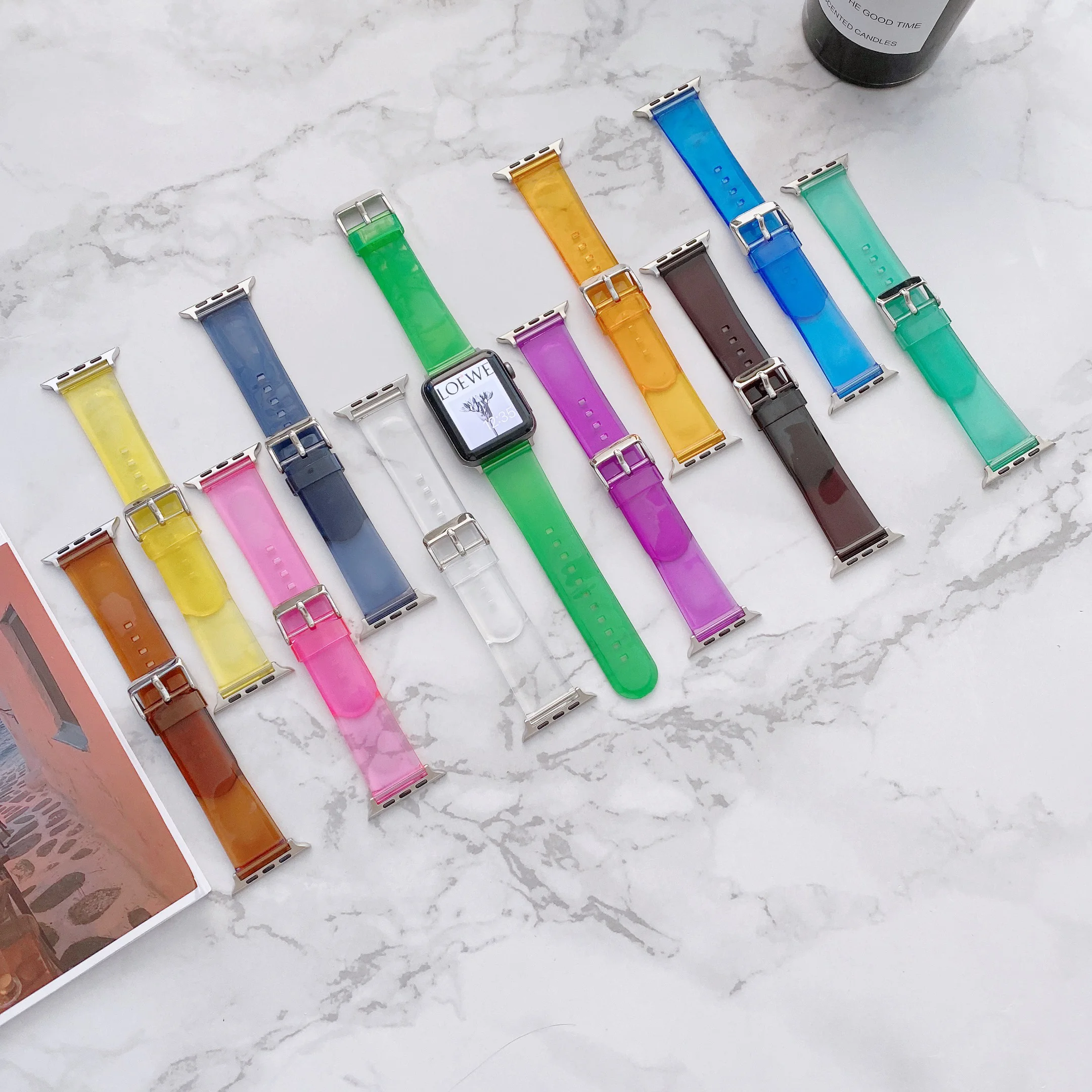 45MM 41MM Transparent Silicone Jelly Colour Strap For Apple Watch Series 9 8 7 6 5 4 40mm 44mm iWatch Ultra 2 49mm Band Bracelet