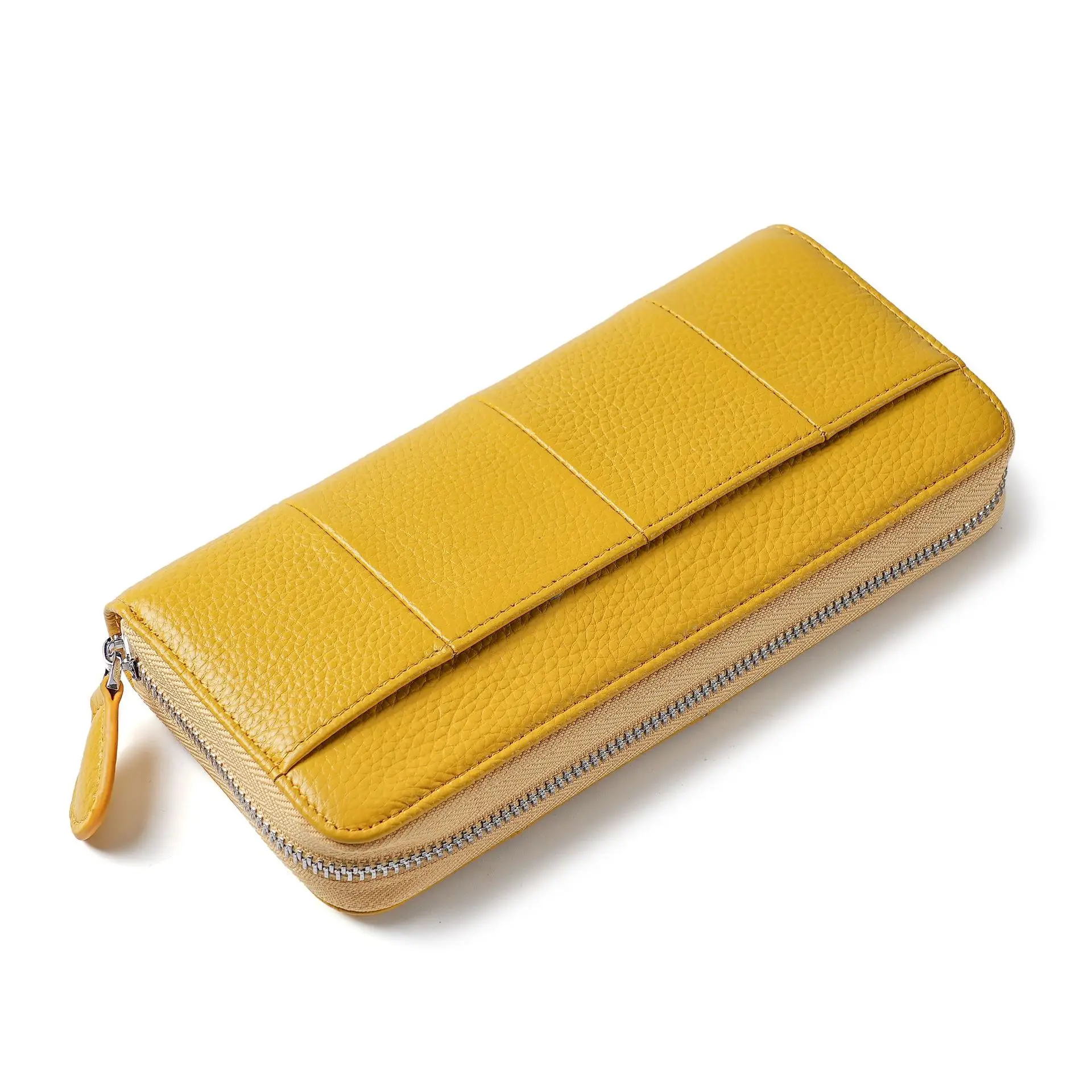 RFID Card Holder Genuine Leather Purse 2026 New Patchwork Ladies Cow Leather Wallet Large Capacity Female Clutch Bag