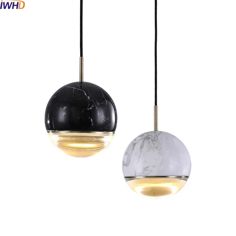 

IWHD Ball Marble LED Pendant Lights Fixtures Dining Living Room Kitchen Home Decor Modern Hanging Lamp Luminaire Chandelier