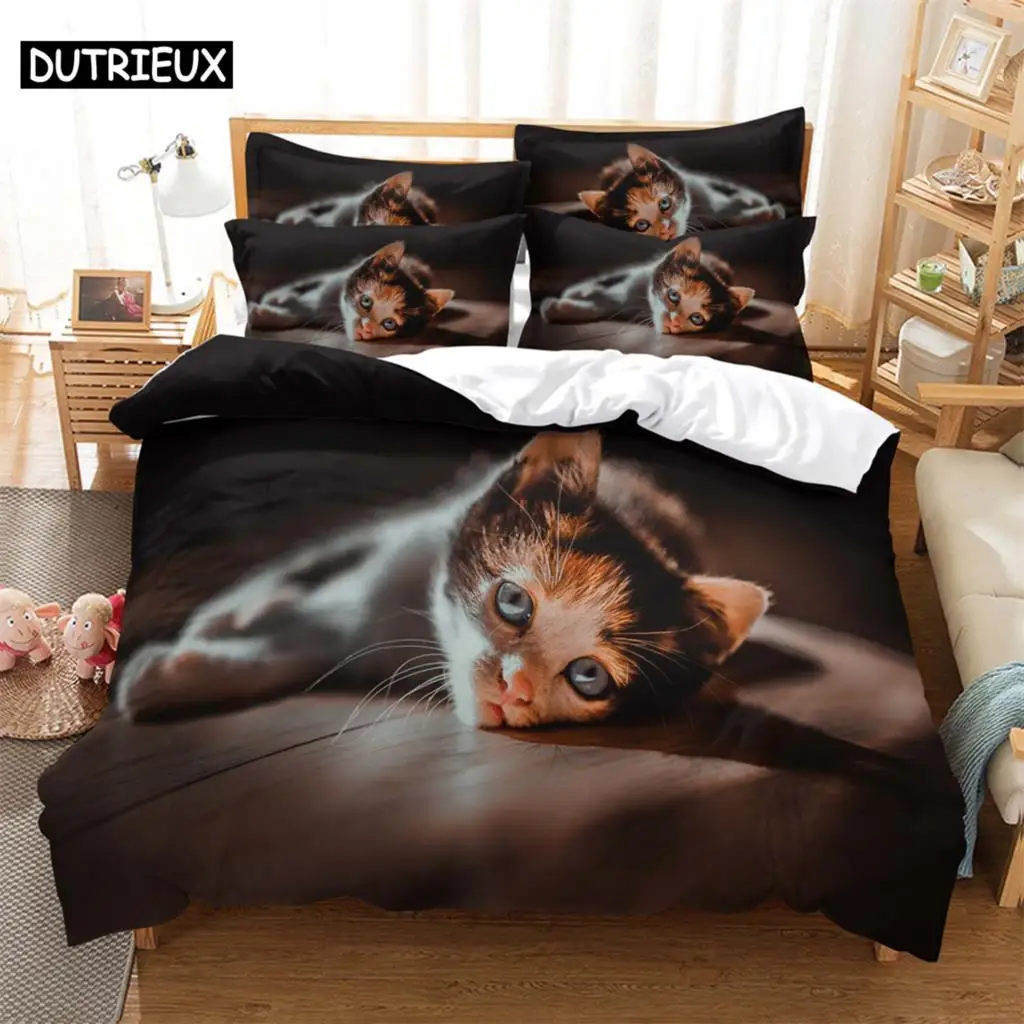 

Cat 3D Digital Bedding Sets Home Bedclothes Super King Cover Pillowcase Comforter Textiles Bedding Set bed cover set