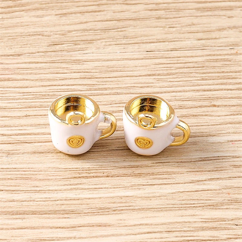 5 Stück Mix süße Lebensmittel Charms Legierung Kuchen Kaffeetasse Brot Charms Anhänger für Schmuckherstellung Tropfen Ohrringe Halsketten DIY Handwerk Geschenk – Detail 2
