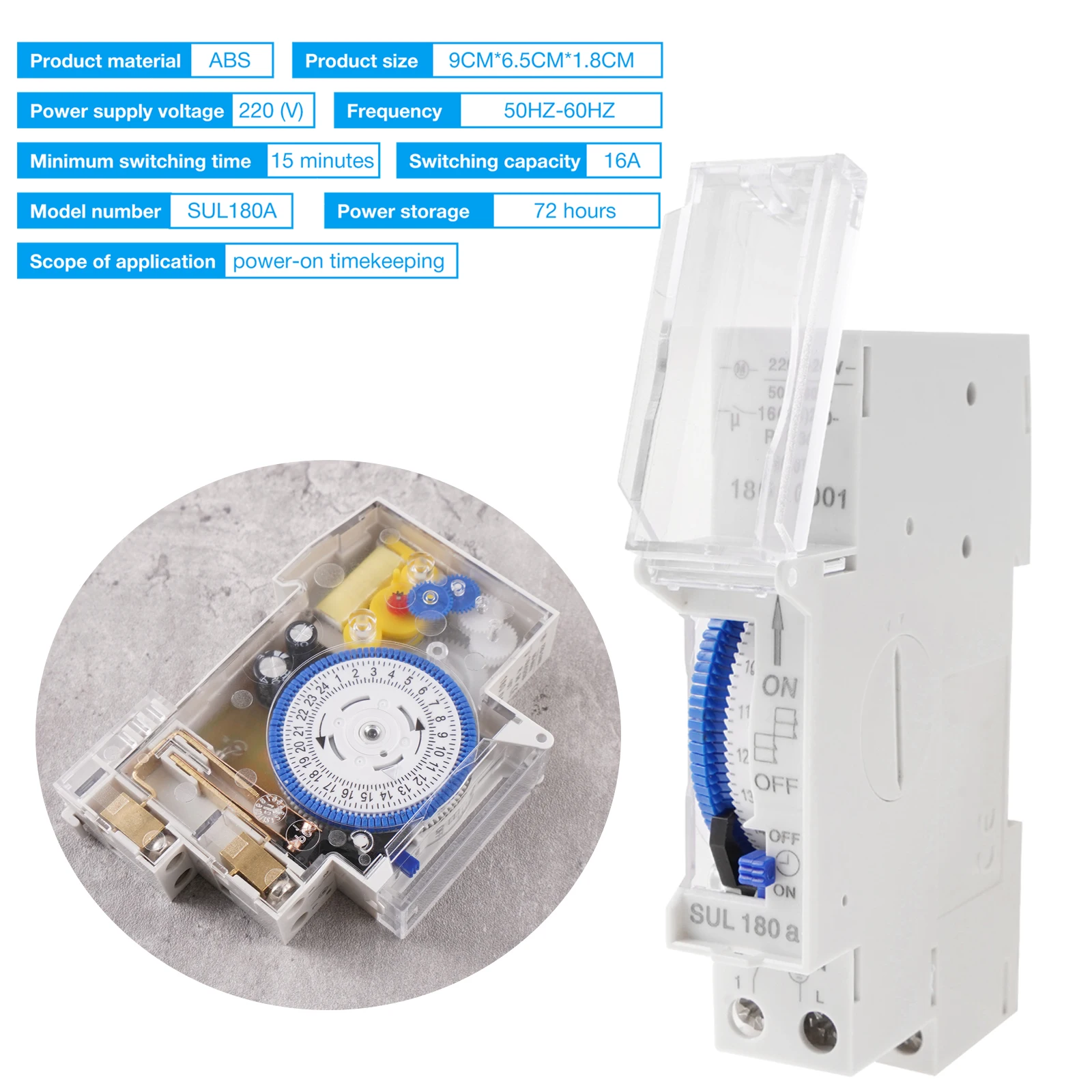 

Mechanical Timer Switch 16A 220V Power Reserve 72 Hours Electromechanical Time Switch for Highway Light Household Appliance