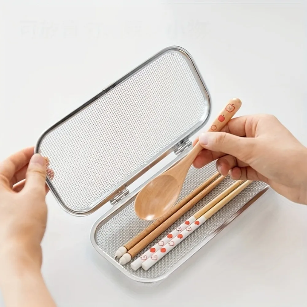 

1PC 304 Stainless Steel Mesh Cutlery Box Cleaning Basket Dishwasher Chopsticks Cleaning Basket Storage