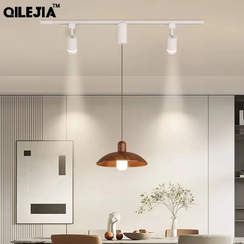 LED Restaurant Pendant Light Simple Track Spotlight Creative One-word Long Bar Chandelier Modern Home Indoor Decor Lighting Lamp