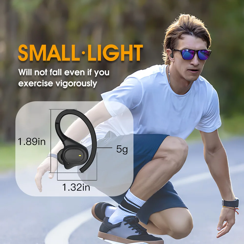 Ear Hooks Wireless Earbud With Mic Cancel Noise Bluetooth 5.1 Sports Bluetooth Headphones Wireless Earphones HiFi Stereo Running