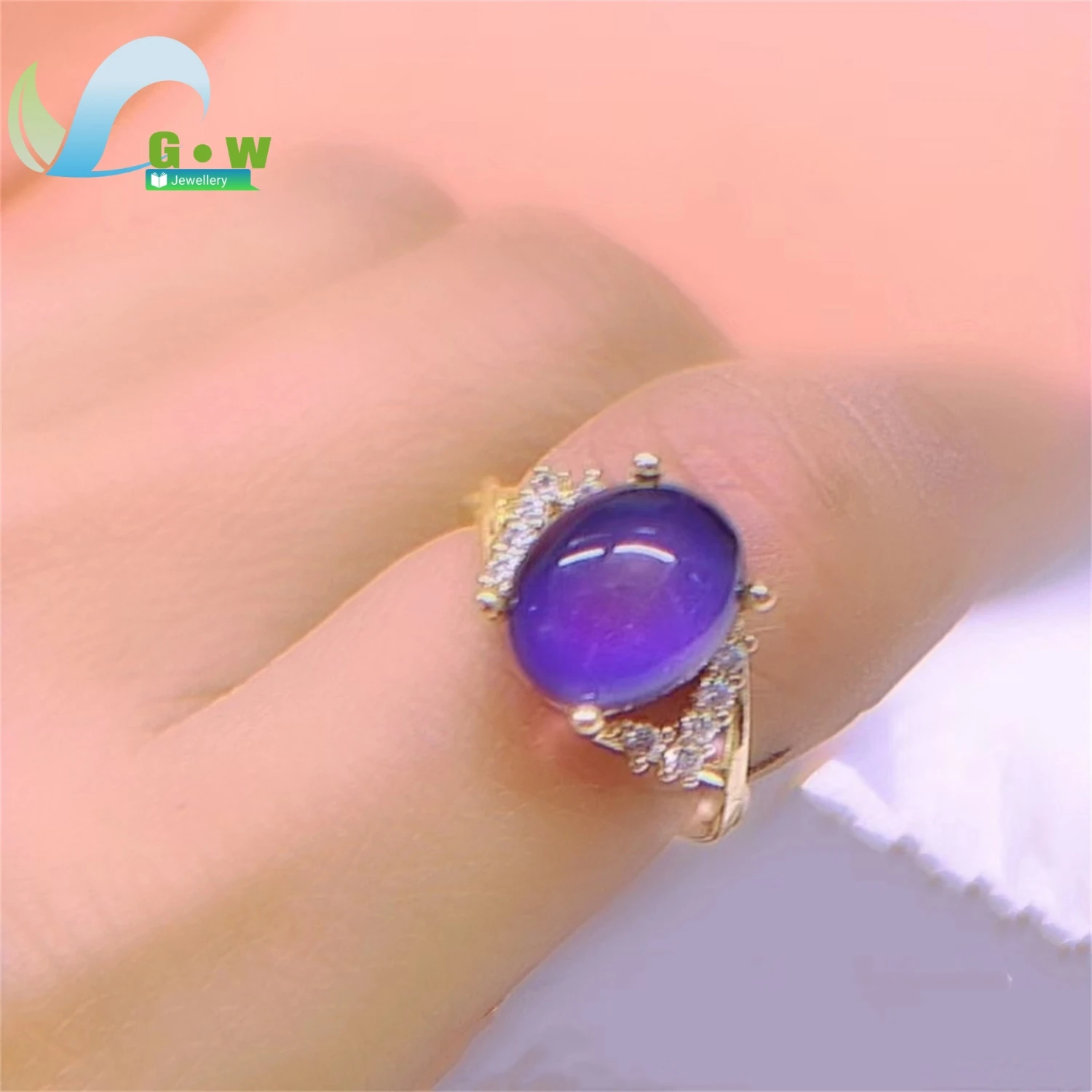 Simple Elegant Thermochromic Ring Open Gradient Color Shift Fashion Jewelry for Ladies Adjustable Size Delicate Stone Gift