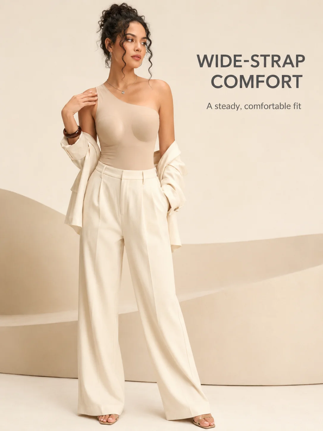 Women's One-Shoulder Seamless Thermal Bra Tank Top Wireless Removable Pads Back Shaping Body-Hugging Soft Breathable for Daily