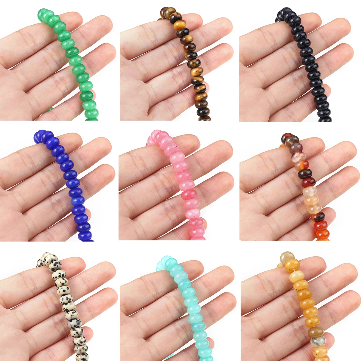 

5x8mm Natural Stone Abacus Bead Natural Malaysian Jade Rose Quartz Loose Beaded for Making Jewerly Necklace Bracelet Accessories