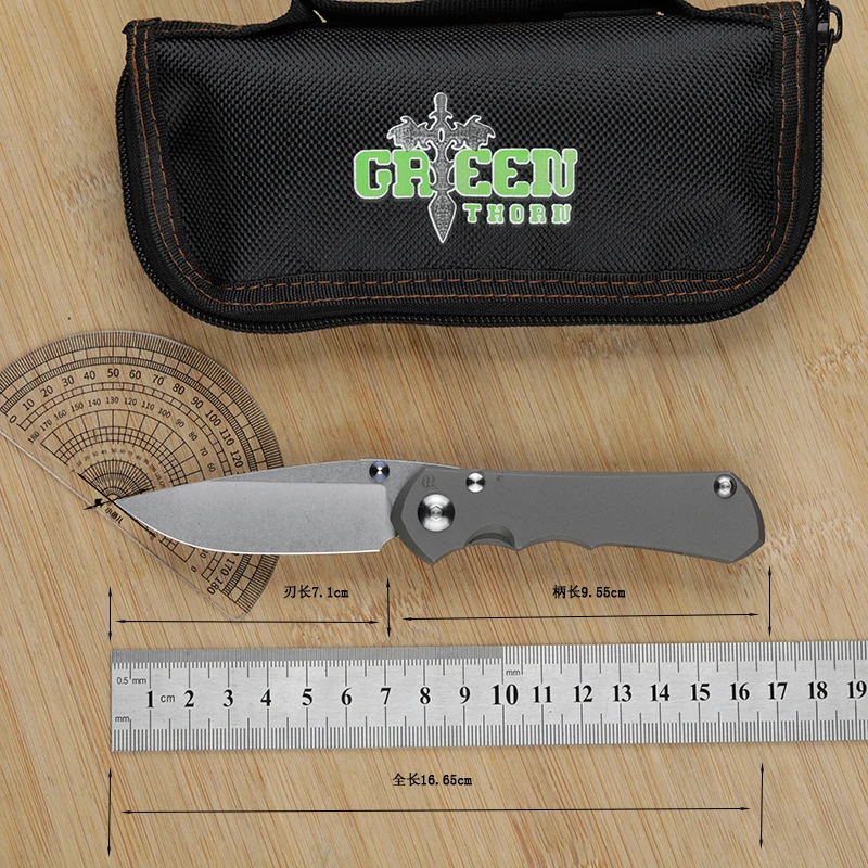 Green thorn small inkosi folding knife VG10 blade, TC4 Titanium 3D handle camping outdoor fruit knife EDC tool