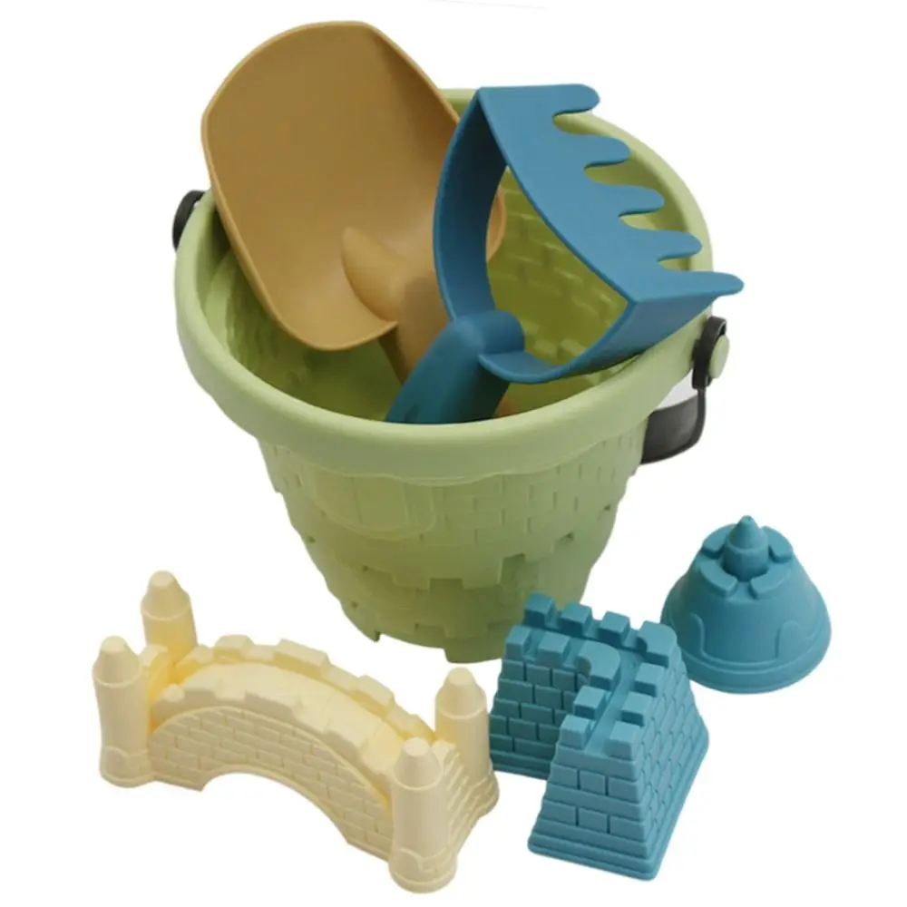 6PCS Plastic Kids Plaything Outdoor Game For Kids Beach Castle Bucket Sand Toys Set Shovel Rake Mold Digging Sand Kit