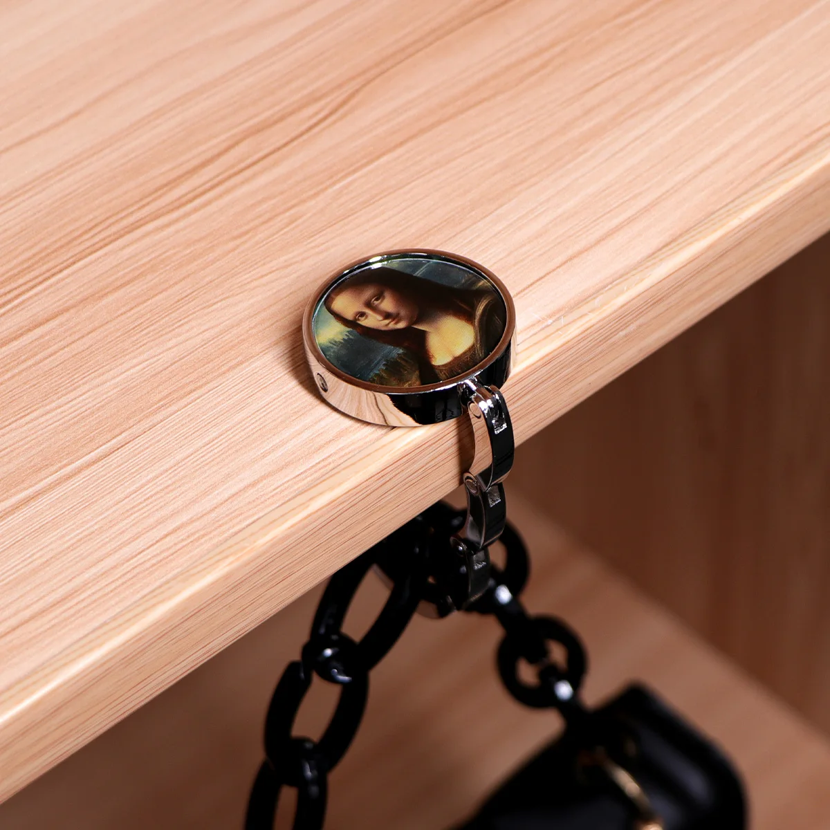 

Art Oil Painting Fashion Handbag Hooks Folding Metal Table Bag Holders Portable Purse Hangers Parts Accessories Non-Slip Hooks