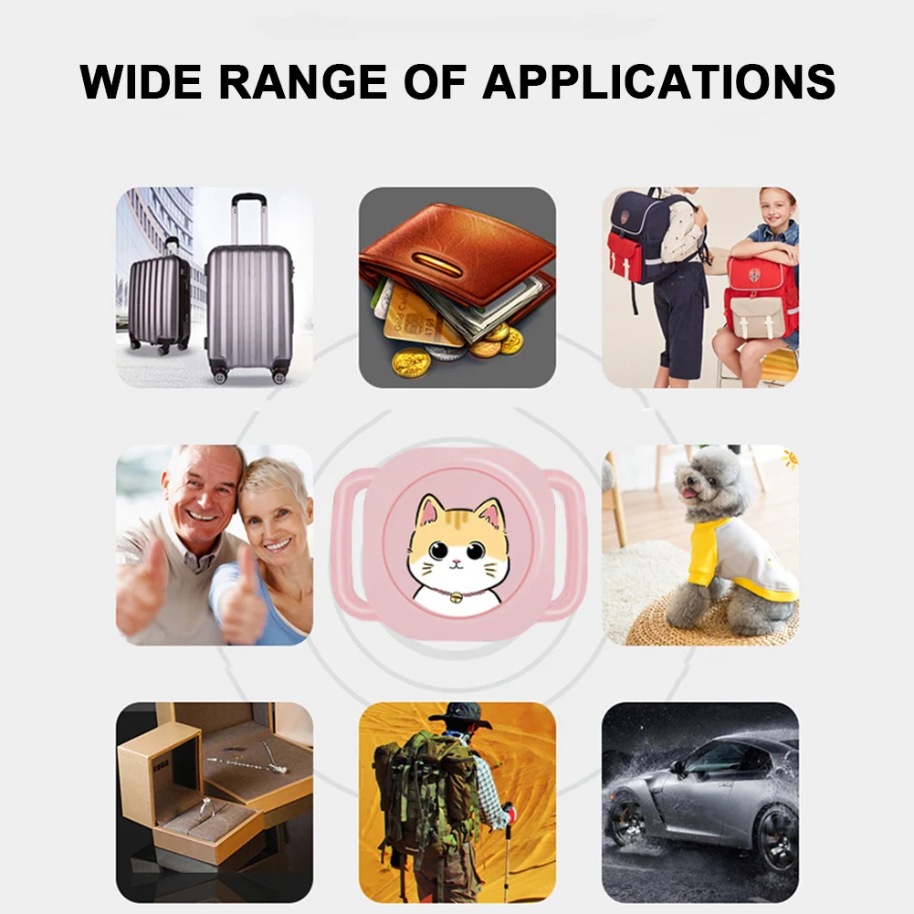 Pelacak GPS Anti-Hilang, Pencari Lokasi, Pelacak Aktivitas Pintar Kompatibel dengan Bluetooth untuk Anjing, Kucing, Anak-Anak, Hewan Peliharaan, Gantungan Kunci, Dompet, Koper