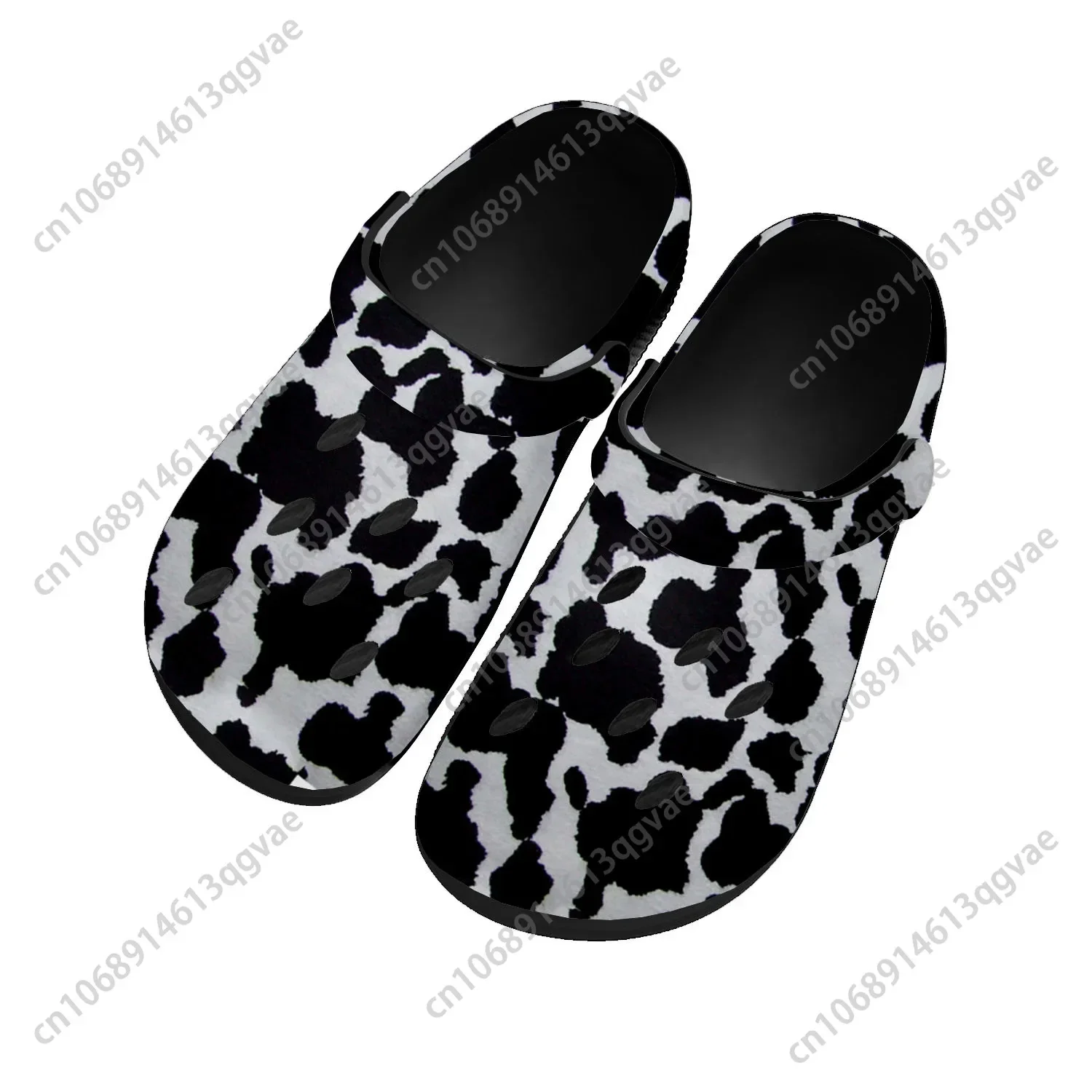 

Cow Print 3D Pattern Home Clogs Custom Water Shoes Mens Womens Teenager Black White Printed Shoe Breathable Beach Hole Slippers