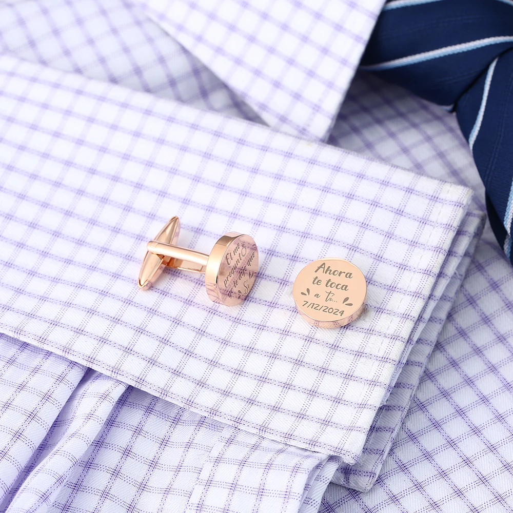 Personalized Engrave Steel Cufflinks for Wedding Birthday Men\'s  Metal Cuff Links Personalized Gents