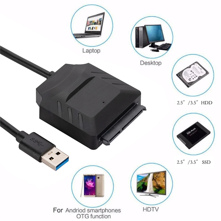 Sata para usb 3.0 adaptador cabo usb para sata 3 suporte de cabo 22 pinos 2.5 3.5 inche externo hdd ssd disco rígido conector do computador apto