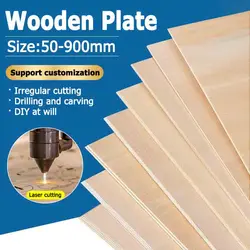 50-900mm Solid Wooden Plate Plywood Sheet Handmade Model DIY Thickness 1/1.5/2/3/4/5/6/7/10/12/15/20mm Width 100/200/300~600mm