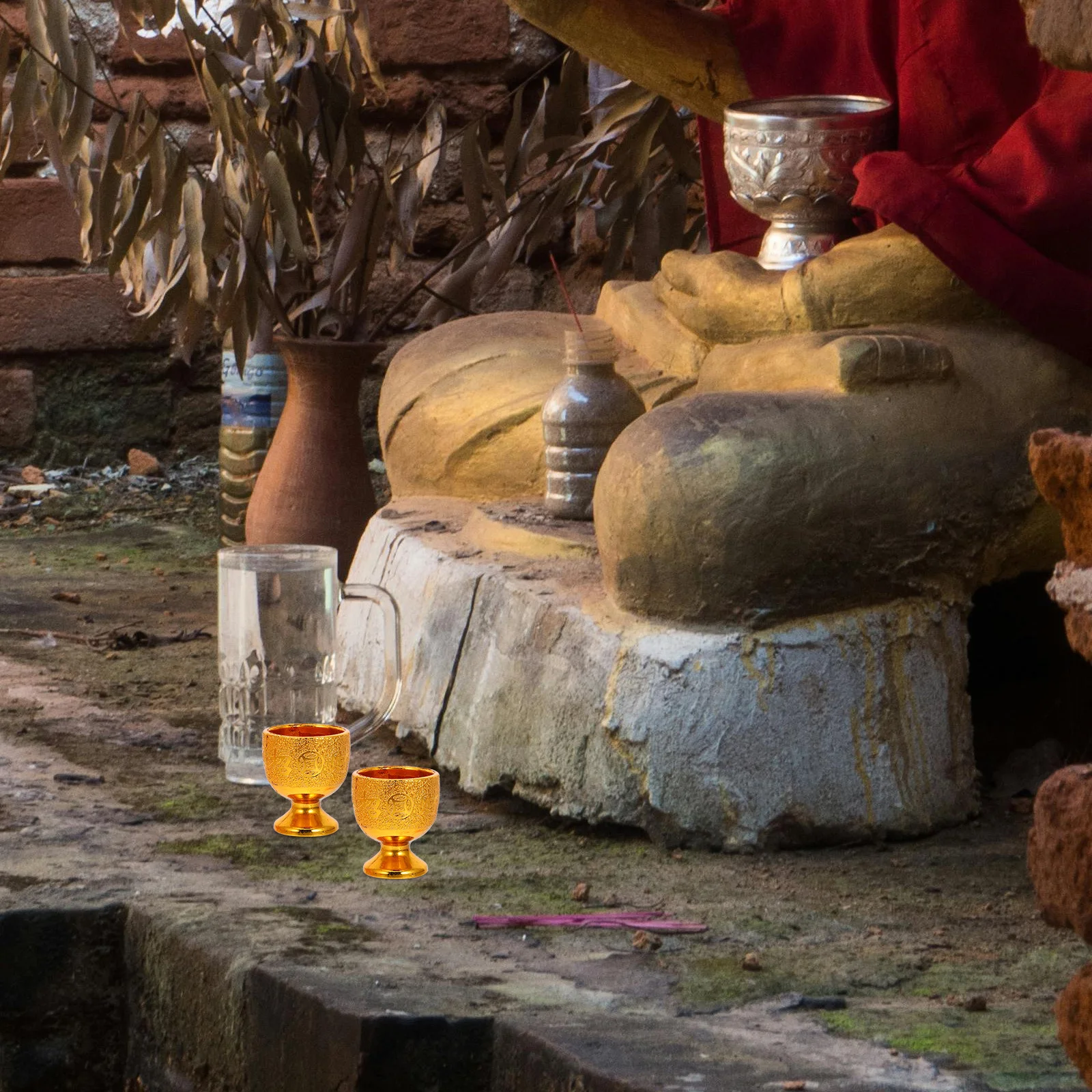 1 Set Mini Tibetan Buddhist Offering For Worship Water Tea Sacrificial Goblet Chalice Religious Temple Supplies Portable