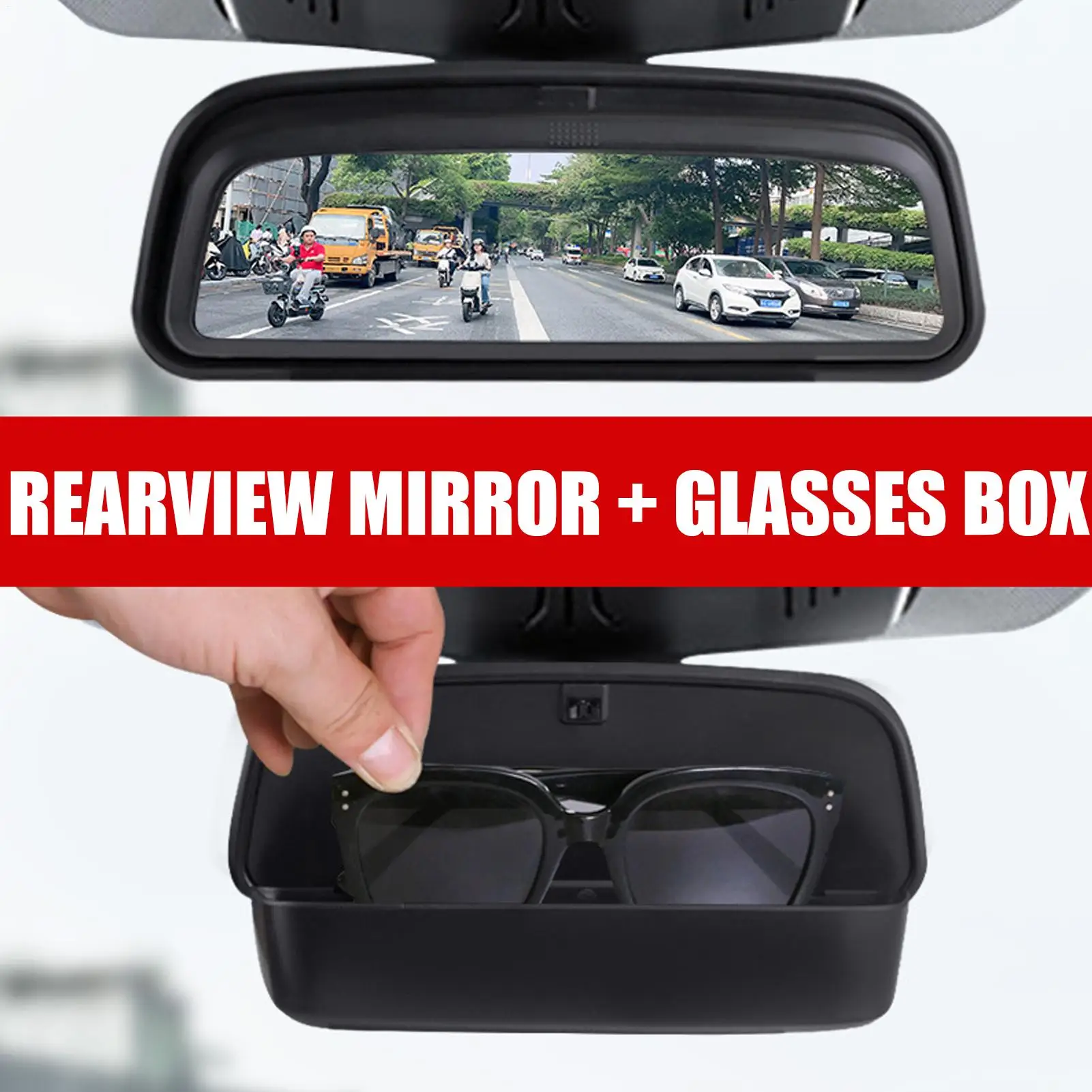 

Rear View Mirror Vehicle Interior Rear View Mirror Glasses Case Safe Driving Adjustable Lens With Wide Angle High Definition For