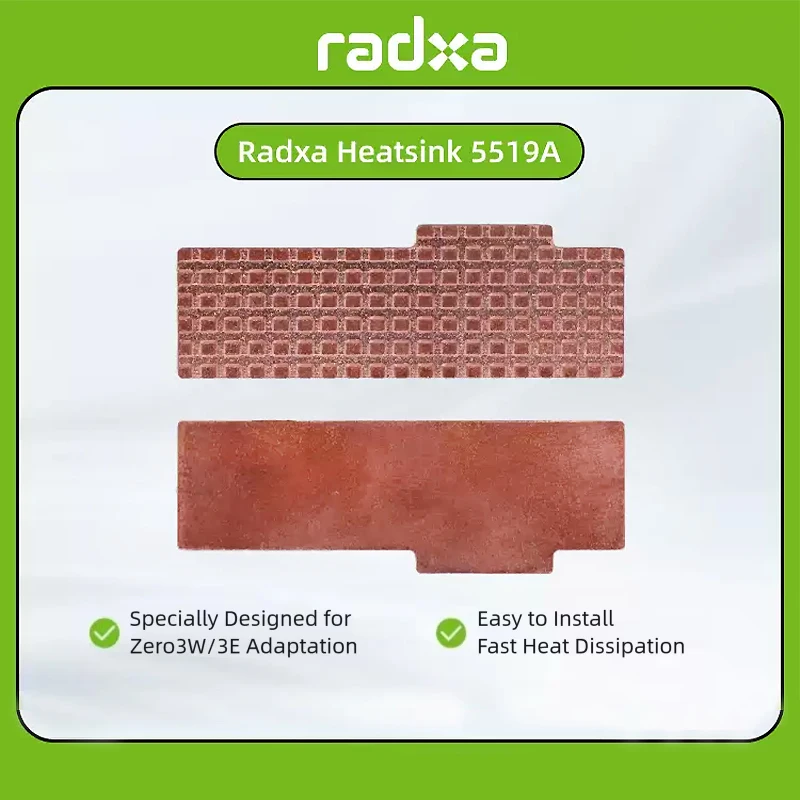 5519A Radxa ZERO 3W / 3E Heatsink Solid Copper Heatsink with High-thermal-conductivity Thermal Pad Heat Dissipation Cooling