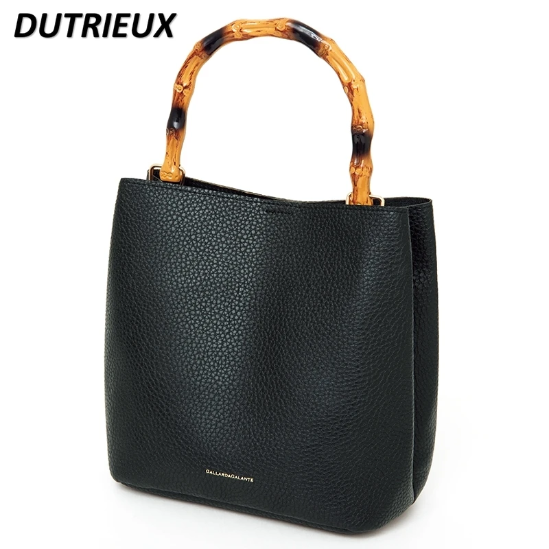 

Japanese Style Women's Bags Portable Black PU Leather Handbag Summer Autumn Fashion New Elegant Lunch Tote Bag for Ladies